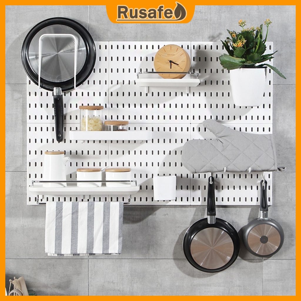 Pegboard Wall Organizer with SelfAdhesive Hooks No Drilling to Wall