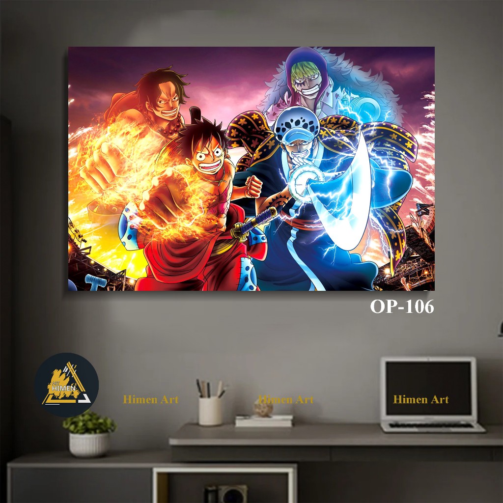 One Piece Anime Wall Art Poster with Frame – Home & Bedroom Decoration ...