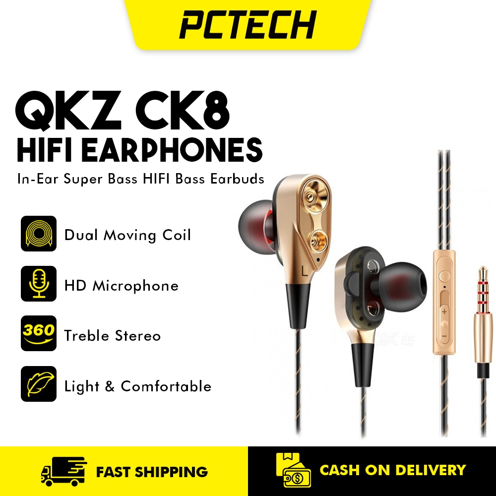 Original Qkz Ck8 In-Ear Super Bass Earphones with Microphone Hi-Fi ...