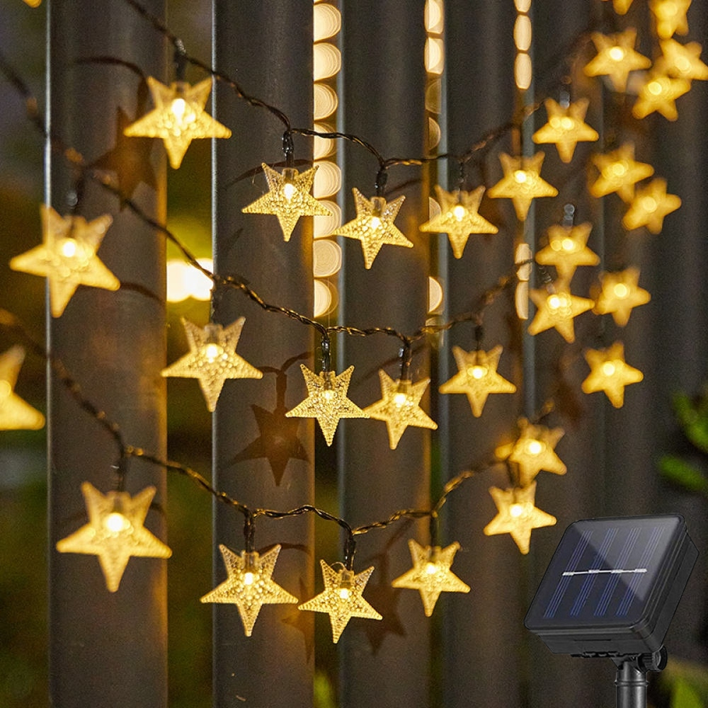 Solar Star String Lights 5M 20LED 8 Modes Twinkle Christmas Lights ...