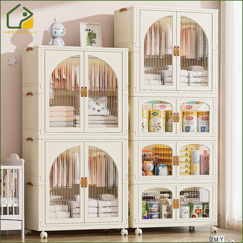 Folding Plastic Clothes Foldable Wardrobe With Wheels Clothes