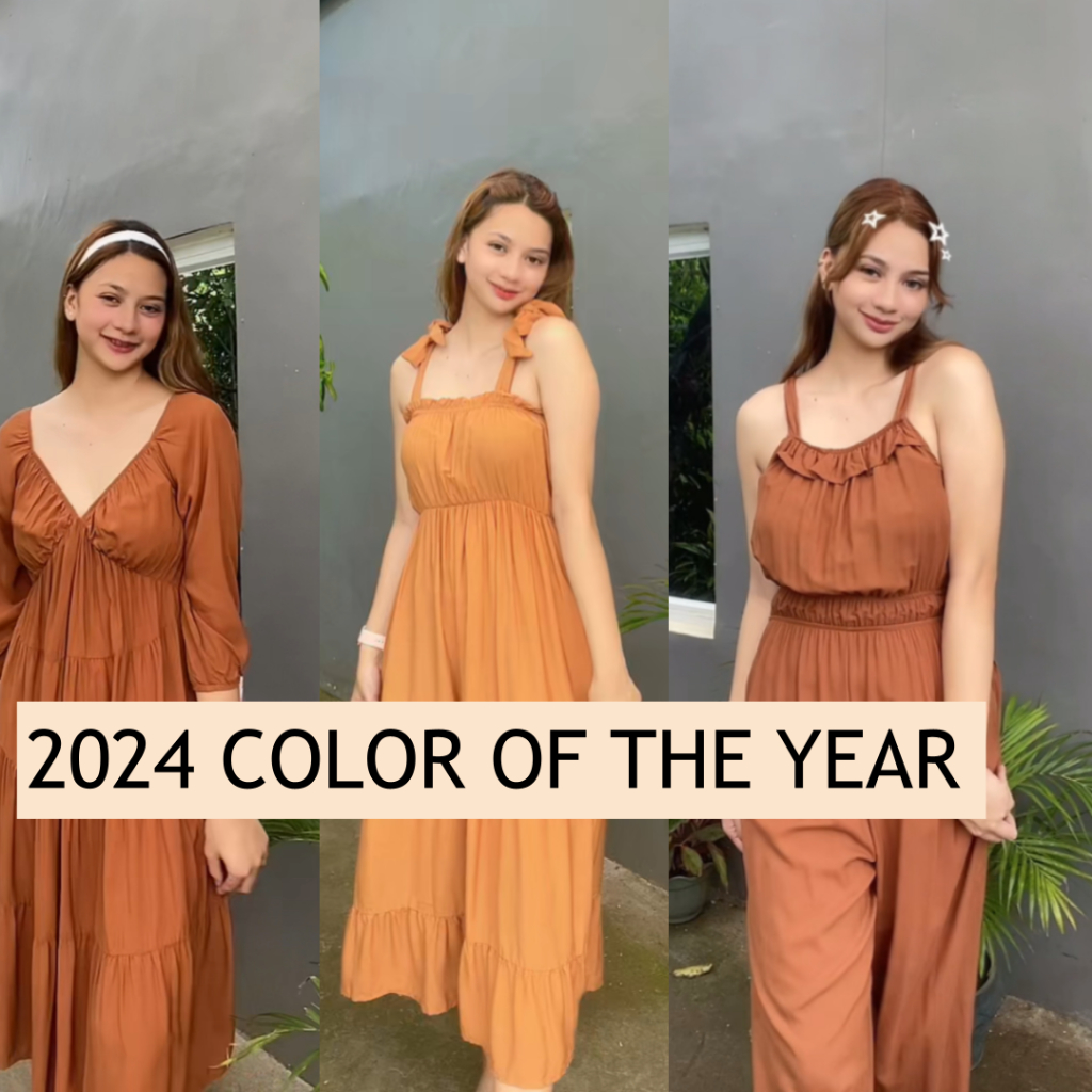 2024 Color Of The Year Apricot Crush Challis Dresses Shopee Philippines