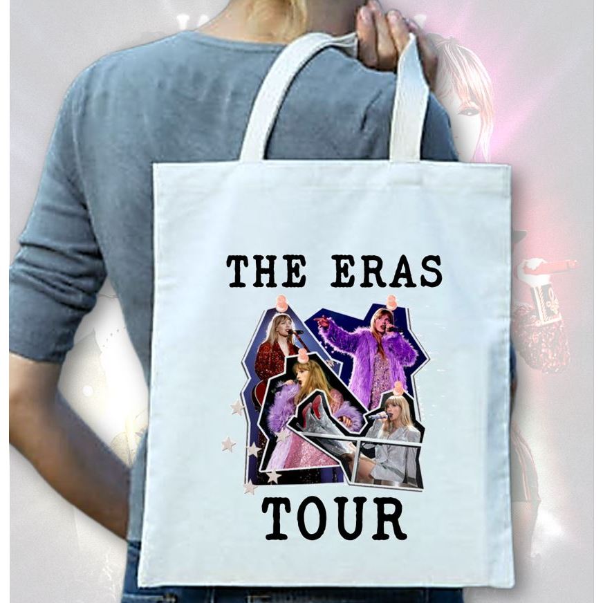 TAYLOR SWIFT THE ERAS TOUR TOTE BAG PRINTED/ CANVAS BAG / MM 13X15 ...