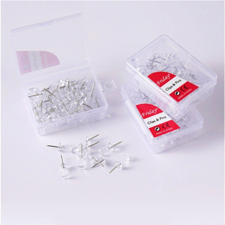 60Pcs Push Pin Hooks, Clear Thumb Tacks Wall Push Pins Plastic Heads Pin  Tacks D