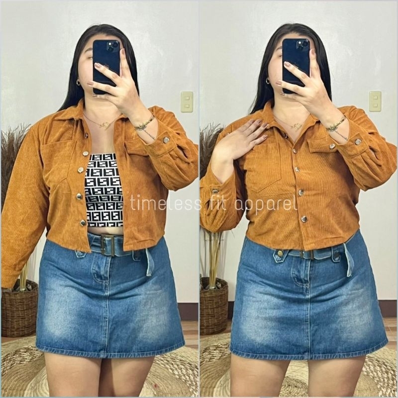 Believe in Love Plus Size Corduroy Jacket | Plus Size Blue Corduroy Jacket main image 1