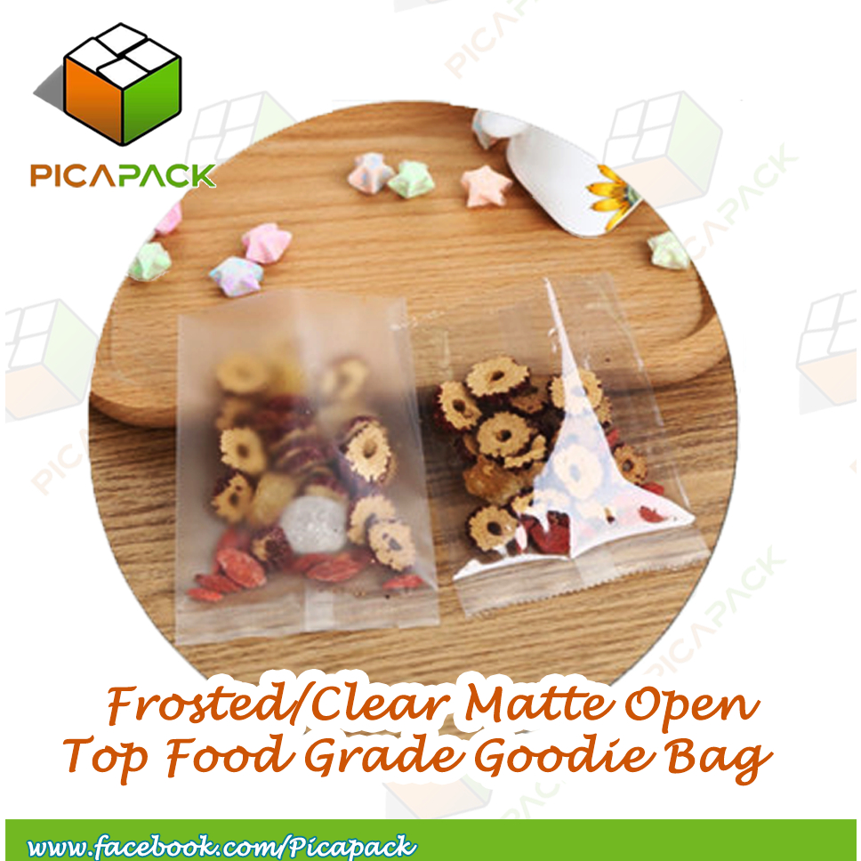 100 Frosted/Clear Matte Open Top Food Grade Goodie Bag Candy Biscuit