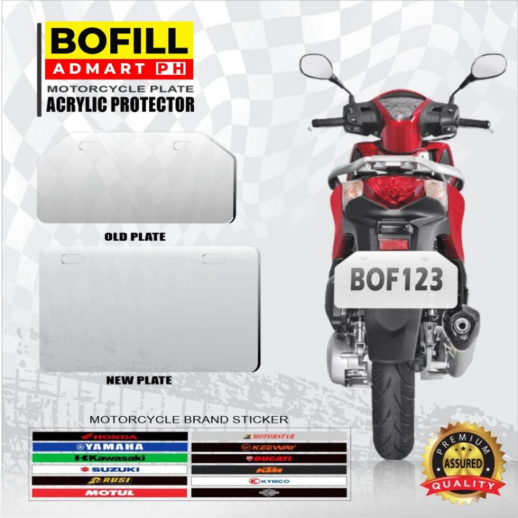 Motorcycle Plate Acrylic Cover 3mm with Sticker | Shopee Philippines