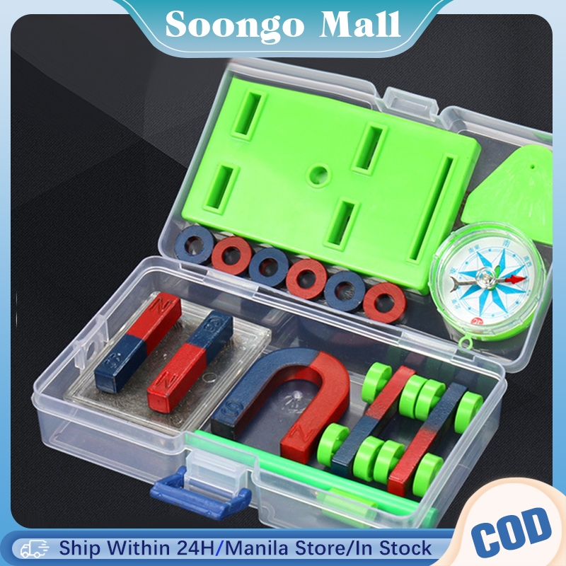 Compass Magnets Set DIY Bar Ring Horseshoe Science Experiment Tool Kids ...