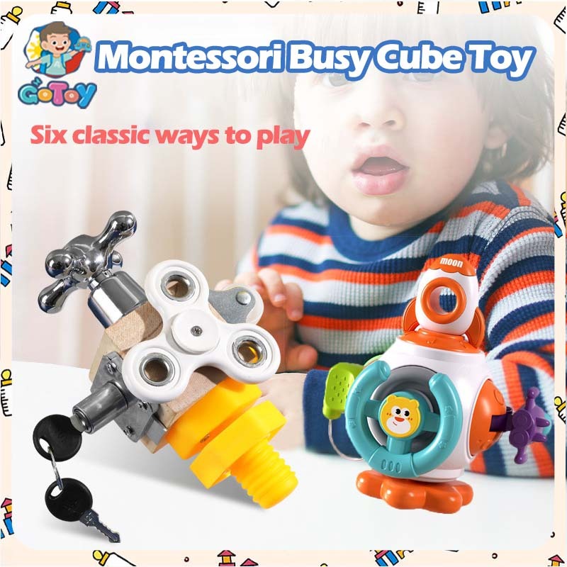 Busy toy wood cube Busy cube for toddler Essential Educational Sensory