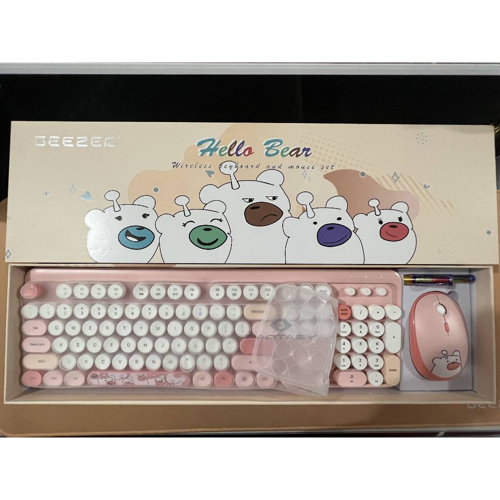 Mofii GEEZER Hello Bear Office Wireless Cute Keyboard and Mouse Combo ...