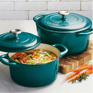 The Pioneer Woman Timeless Beauty Cast Iron 5-Quart Dutch Oven, Turquoise 