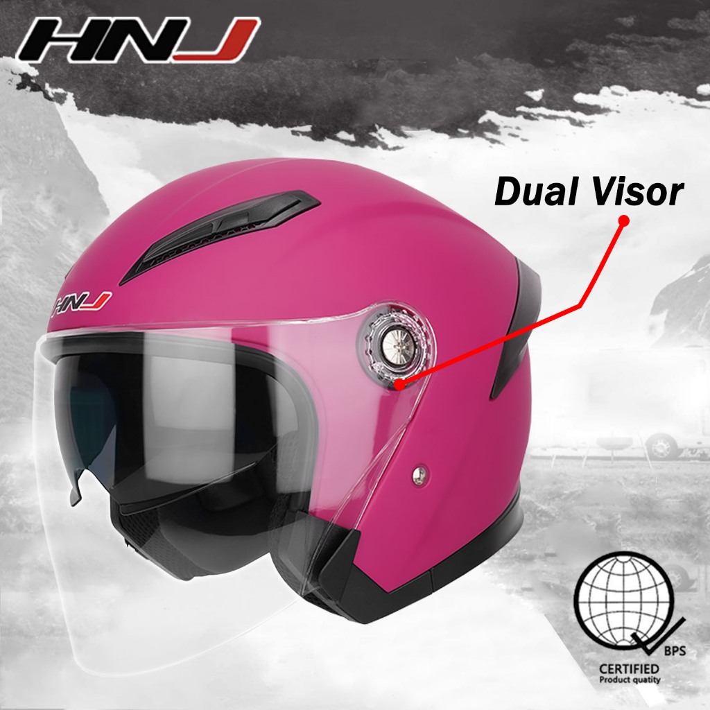 HNJ Ym829 Plain Motorcycle Helmet Half Face Double Visor Shopee