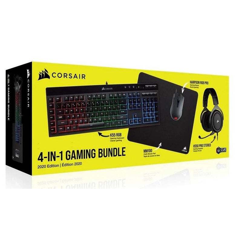 Corsair 4 In 1 Gaming Bundles K55 RGB Keyboard Hs50 Headset Harpoon Pro