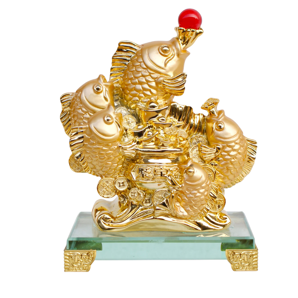 good luck money basket dragon turtle 5fish bamboo money tree buddha on ...