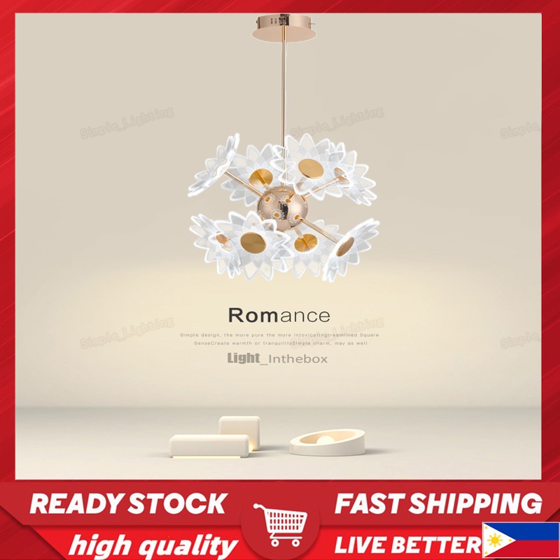 LED Chandelier Ceiling Lights Tri color Dimming for Living Room With ...