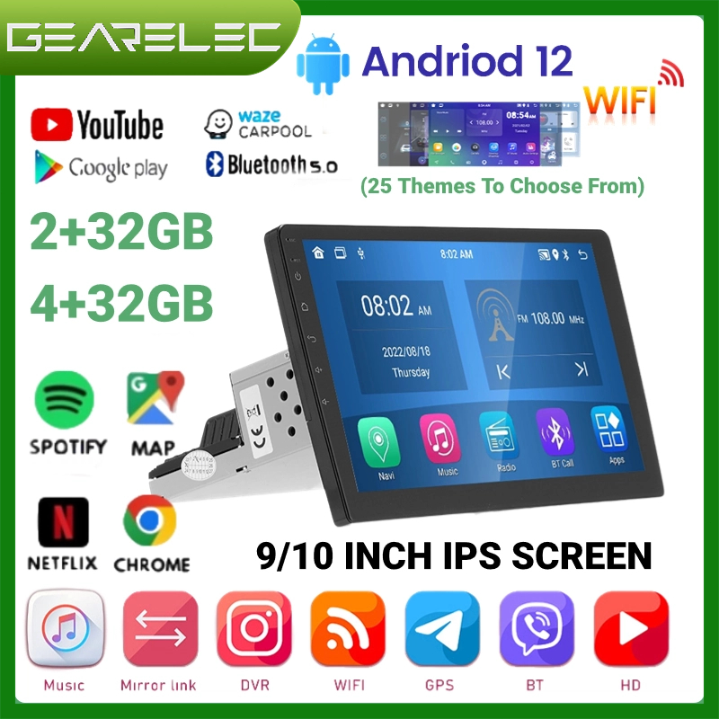 9/10inch Android 12 Single DIN Car Radio GPS Navigation Car Head Unit