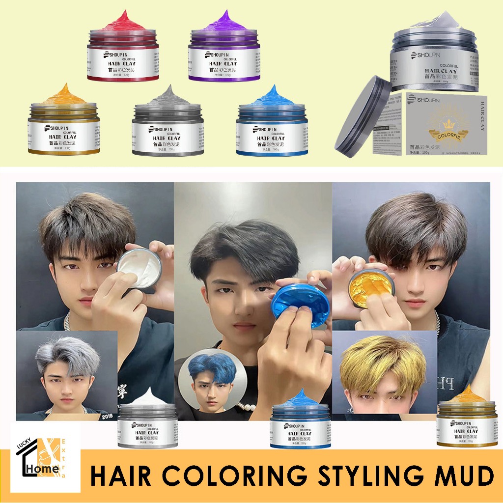 Lucky Hair Coloring Gel Hair Mud Styling Disposable Dye Hair Cream with