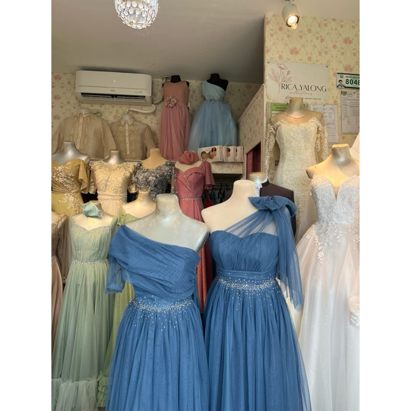 DUSTY BLUE LONG GOWN FOR BRIDESMAID OR ANY OCCASION OF YOURS Shopee Philippines