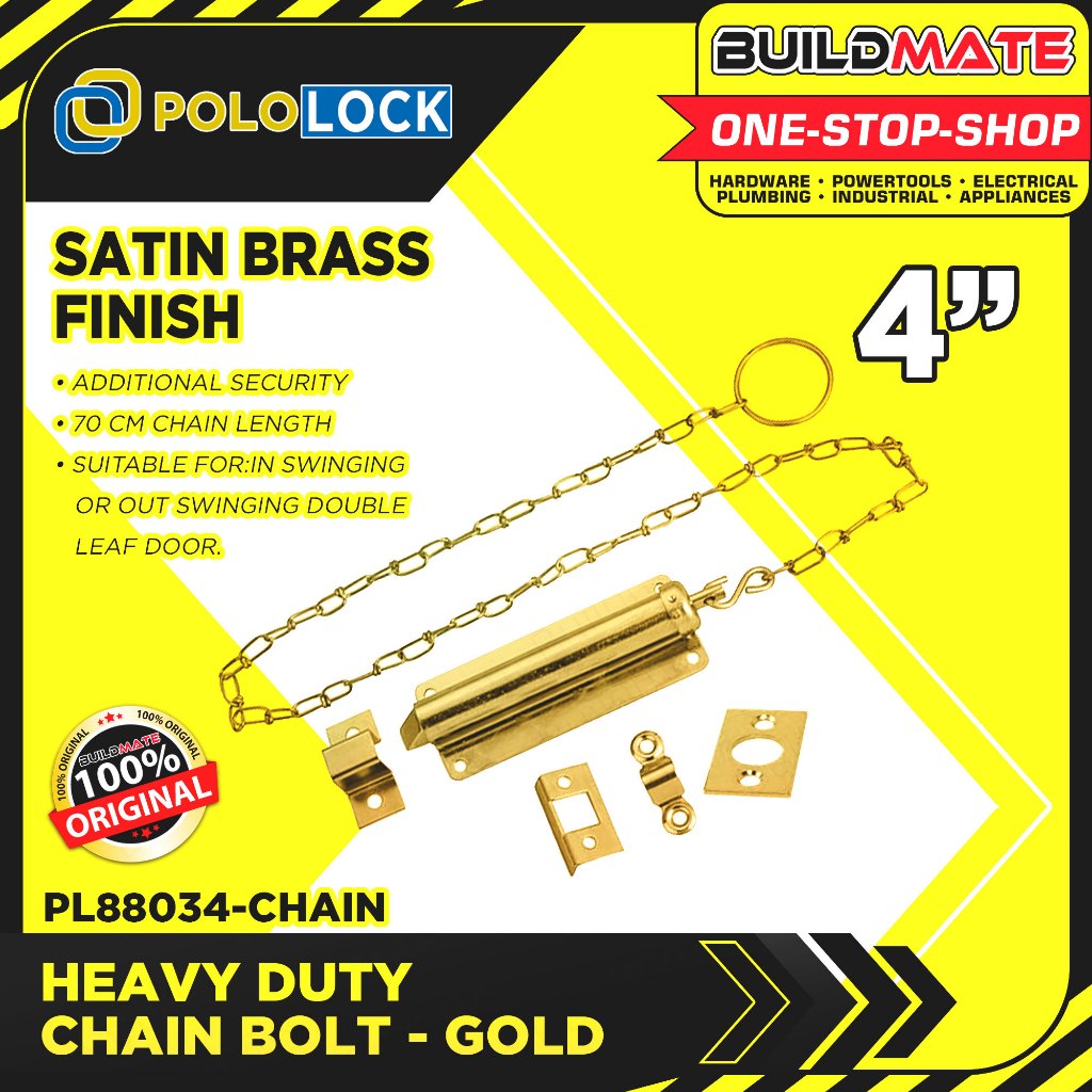 BUILDMATE Pololock 4" Inch Heavy Duty Chain Bolt Latch Security Anti