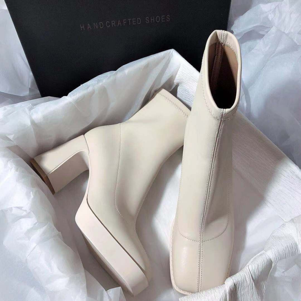 Korean High Heeled Leather Boots SD01494