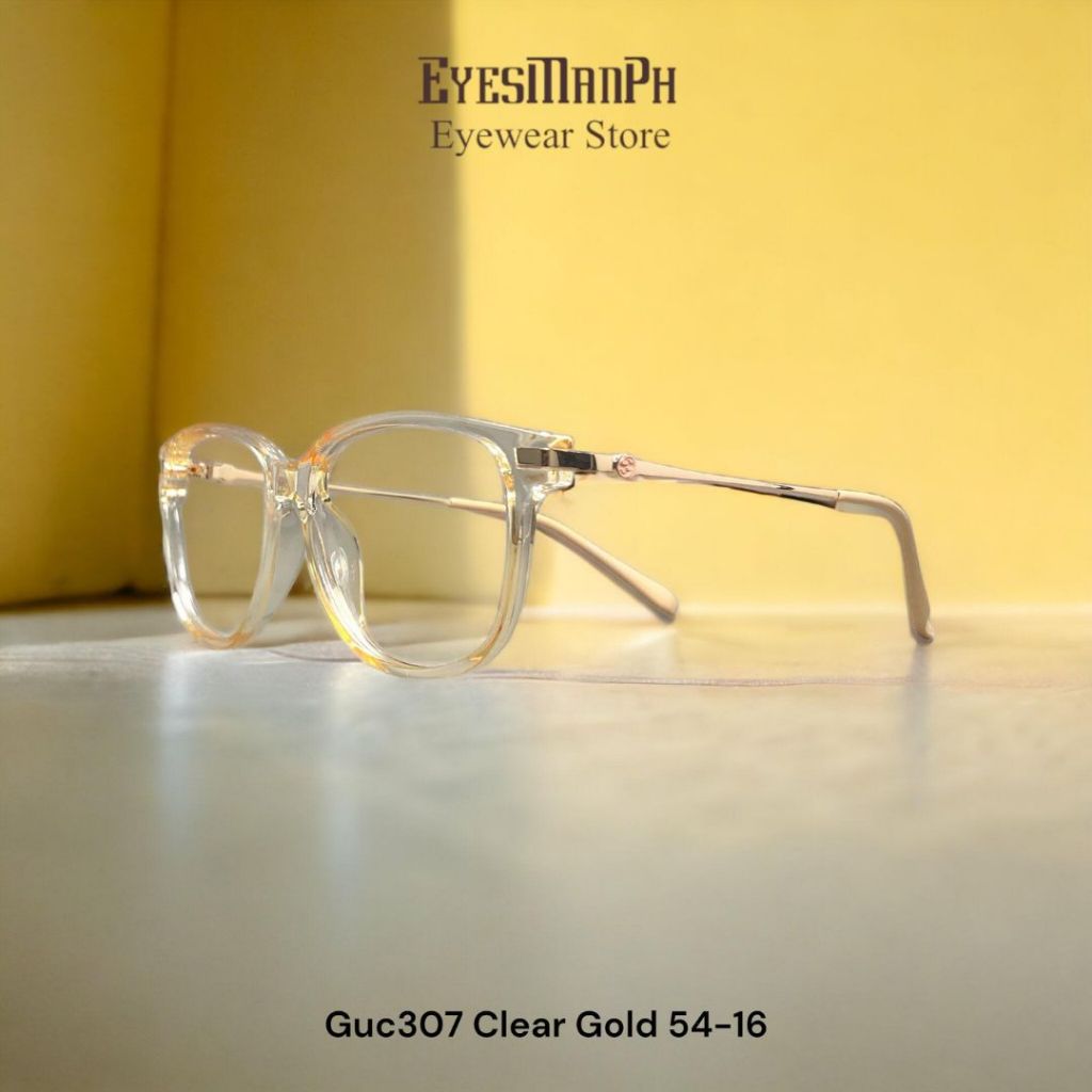 EMGU-307 Clear Gold 54-16-142 Replaceable Lens/Eyeglasses/Eye Frame/Eye ...