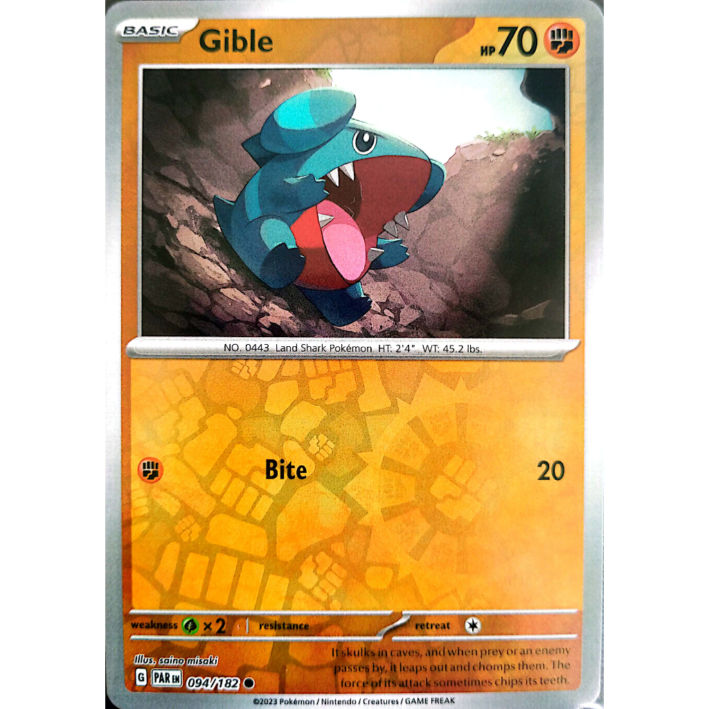 Pokemon TCG Gible 094/182 Paradox Rift Reverse Holo | Shopee Philippines