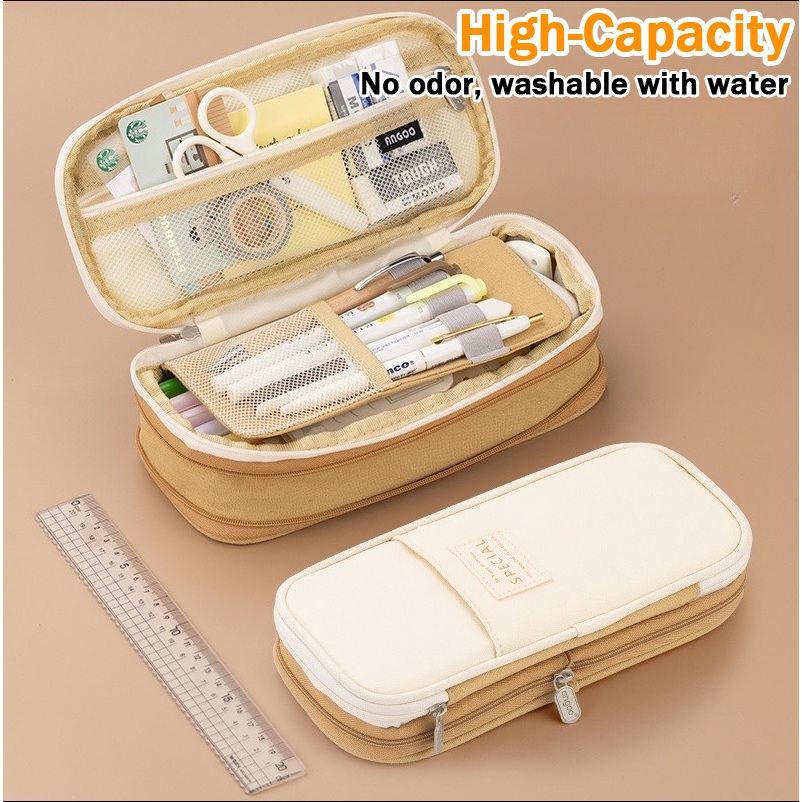 Large Capacity Pen Pencil Case Classic marPocket Pensel case Fold Canvas Stationery Storage Bag
