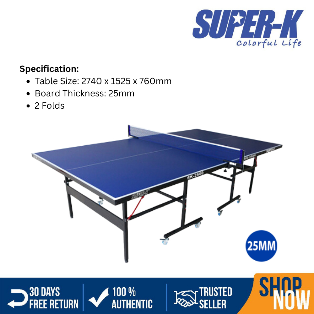 SuperK Table Tennis Table with Wheels with Net and Post 25mm x 1 set