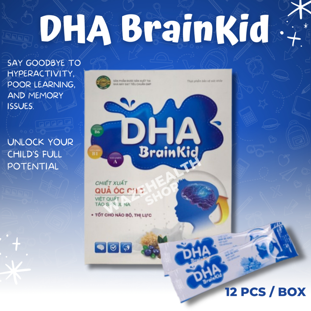 DHA Brain Kid Supplements Milk 1Box12Sachet Support Brain Development