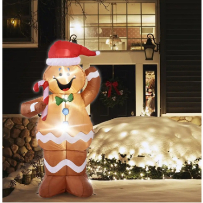 GINGER BREAD 5ft Inflatable Santa Claus Christmas Decor Toys Air Pump ...