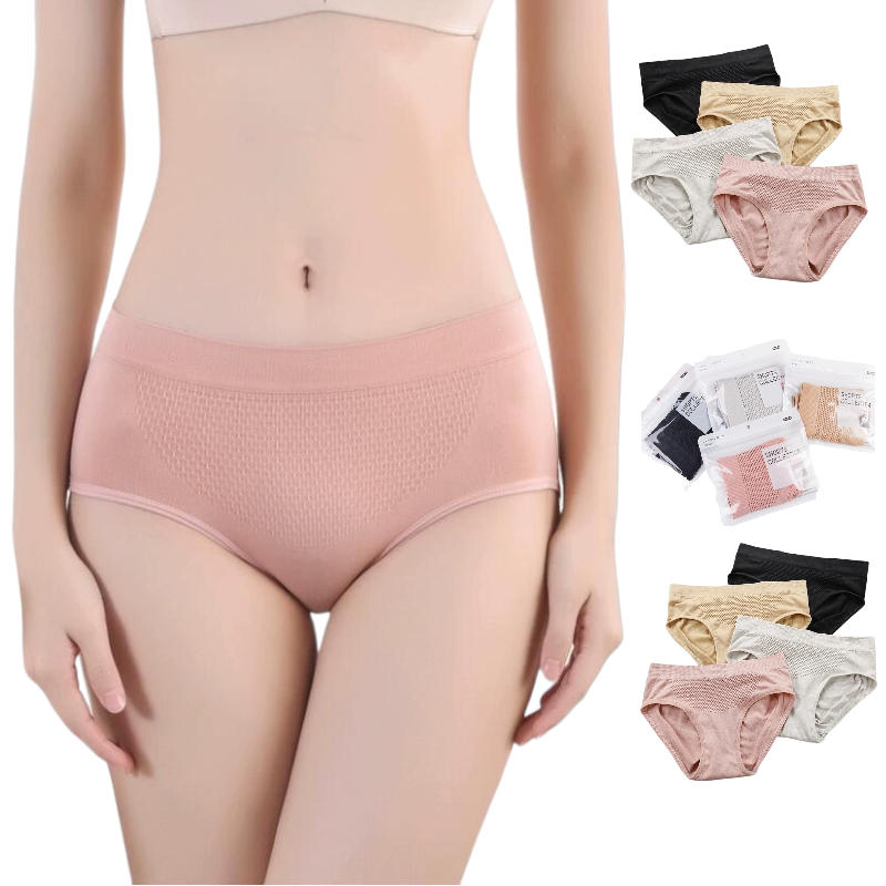 4Pcs/Set Women Stretchable High Waist Panties Cotton Seamless Briefs