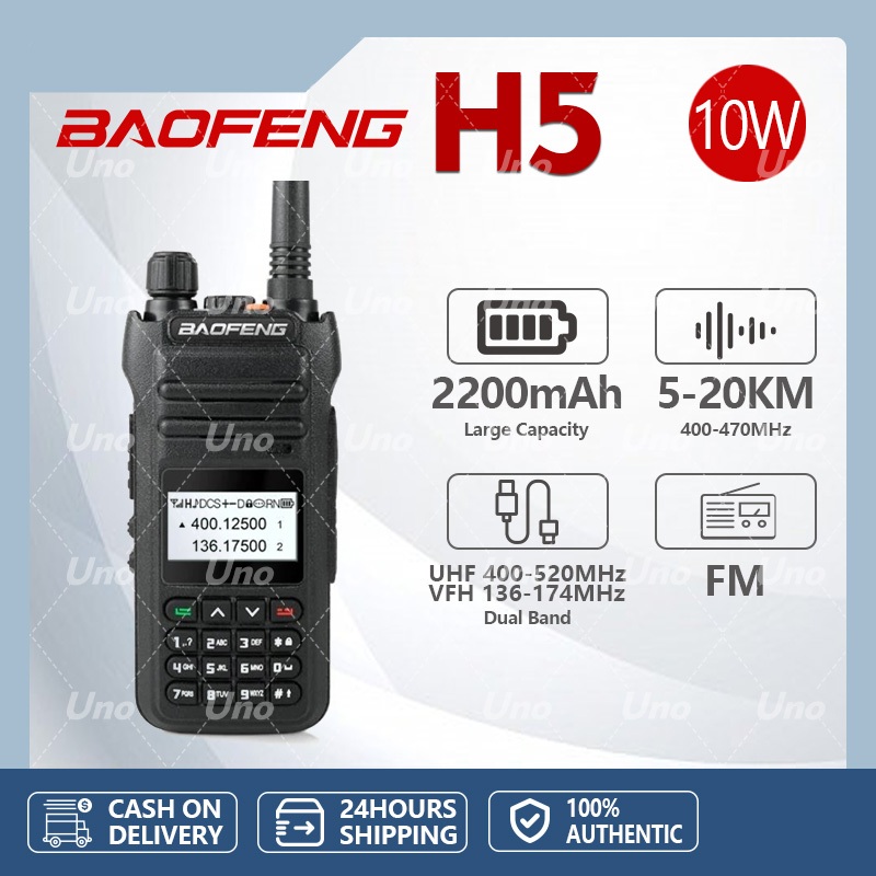 Baofeng BF-H5 Walkie Talkies 10KM Long Range 10W Dual Band Two Way .