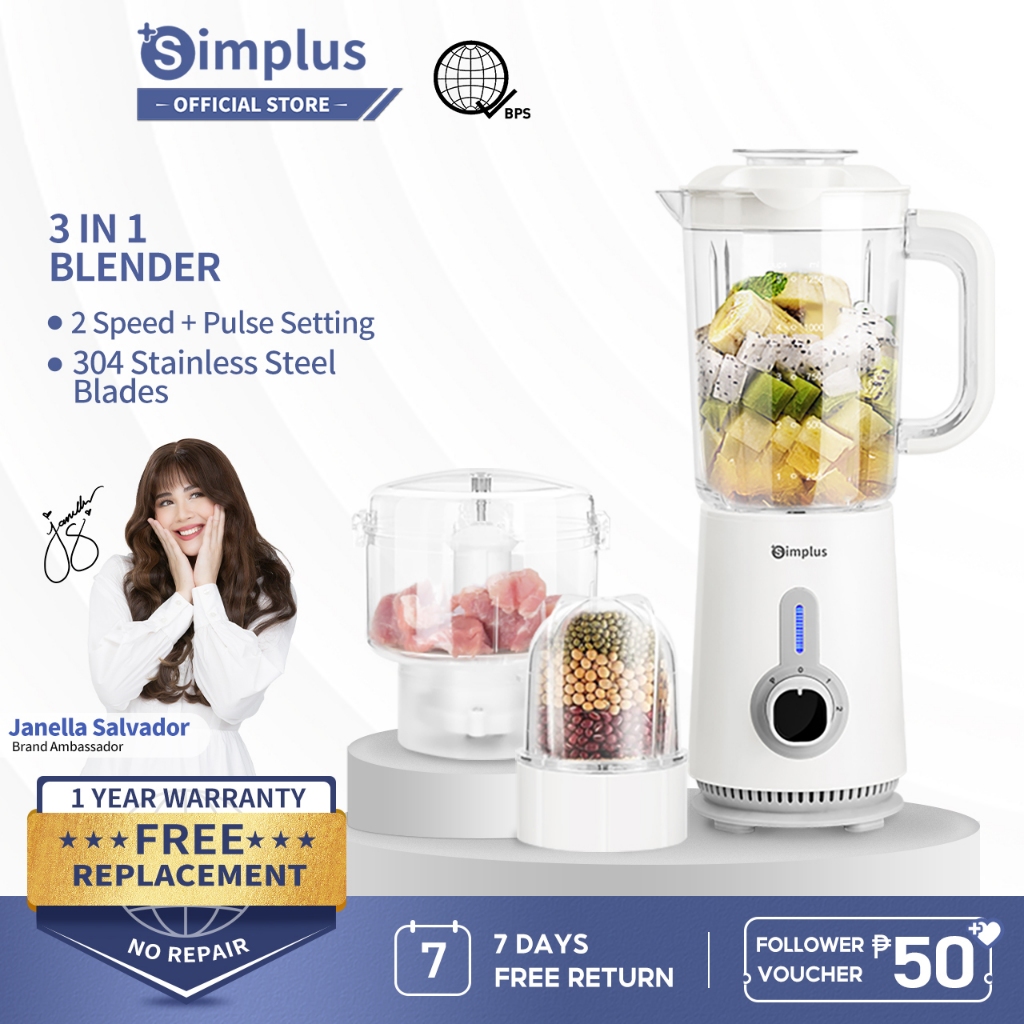 Simplus Blender 3 in 1 Food Processor 1.25L Juicer Meat Grinder Chopper ...