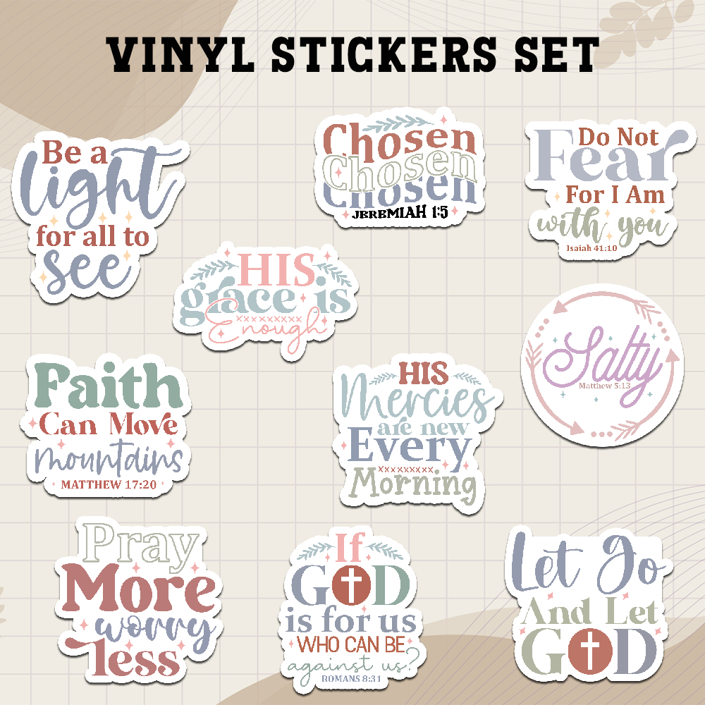 Christian Verses Glossy Waterproof Vinyl Sticker Set | 10pcs Per Set ...