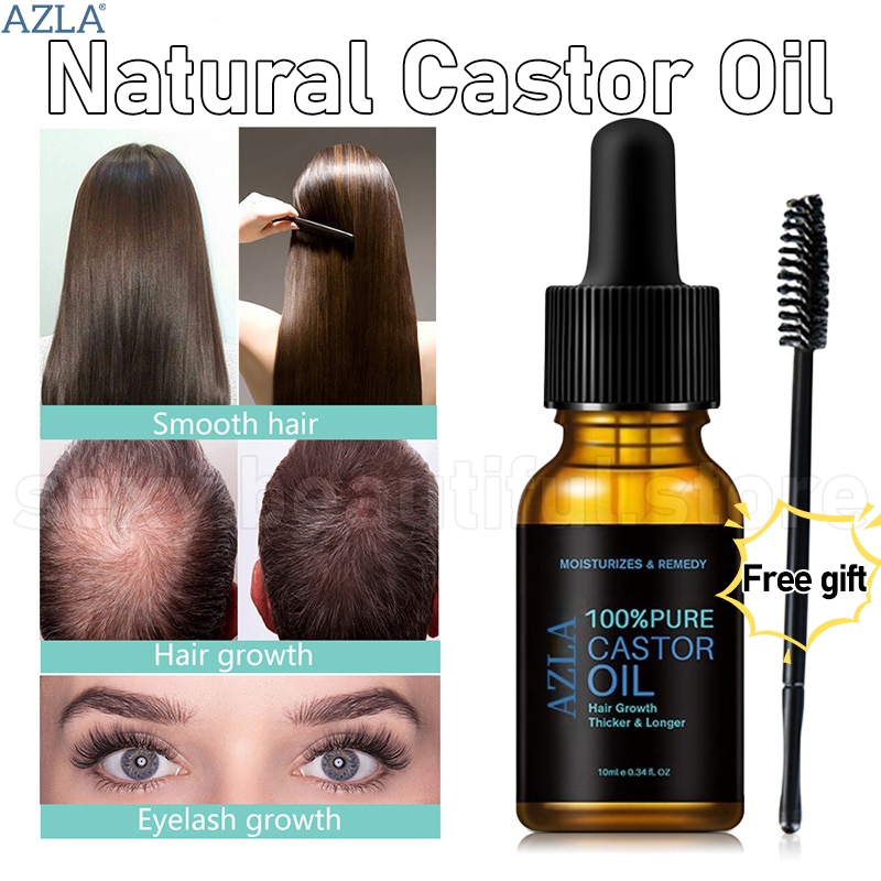 10ml Natural Castor Oil Hair Eyebrow Eyelash Growth Essence Natural ...