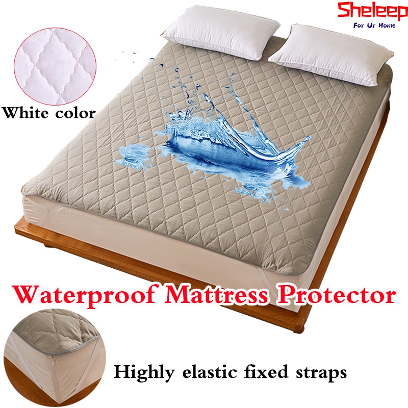 Waterproof Bed Sheet Protector With Highly Elastic Fixed Straps Single