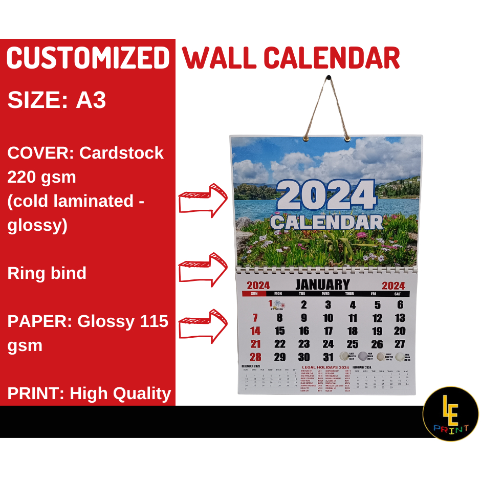 Personalized Wall Calendar 2024 Shopee Philippines