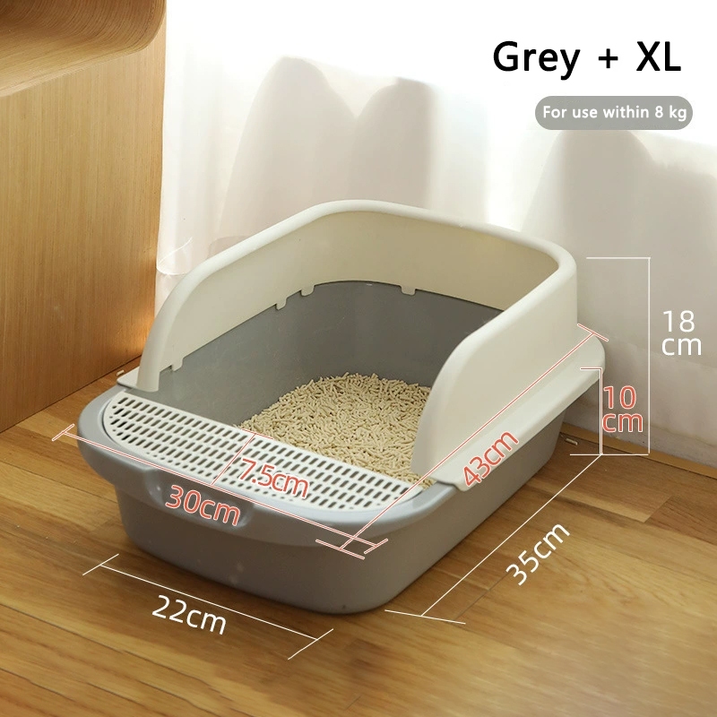 Pet litter box semienclosed open litter tray deodorised leakproof cat