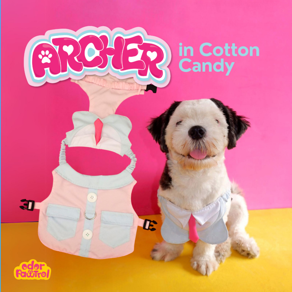 Odor Pawtrol Odorresistant Dog Clothing in Archer Blue Pink Vest