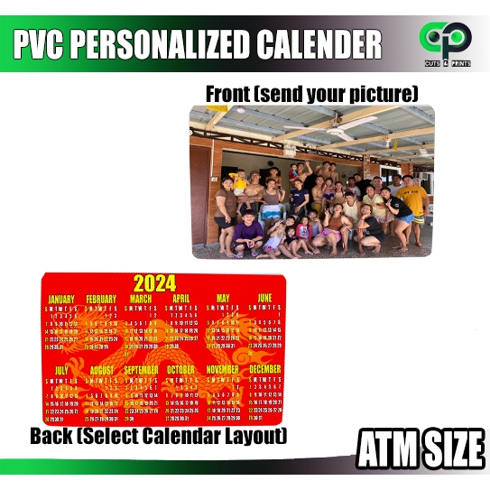PVC ATM SIZE 2024 CALENDAR with personalized picture two sided