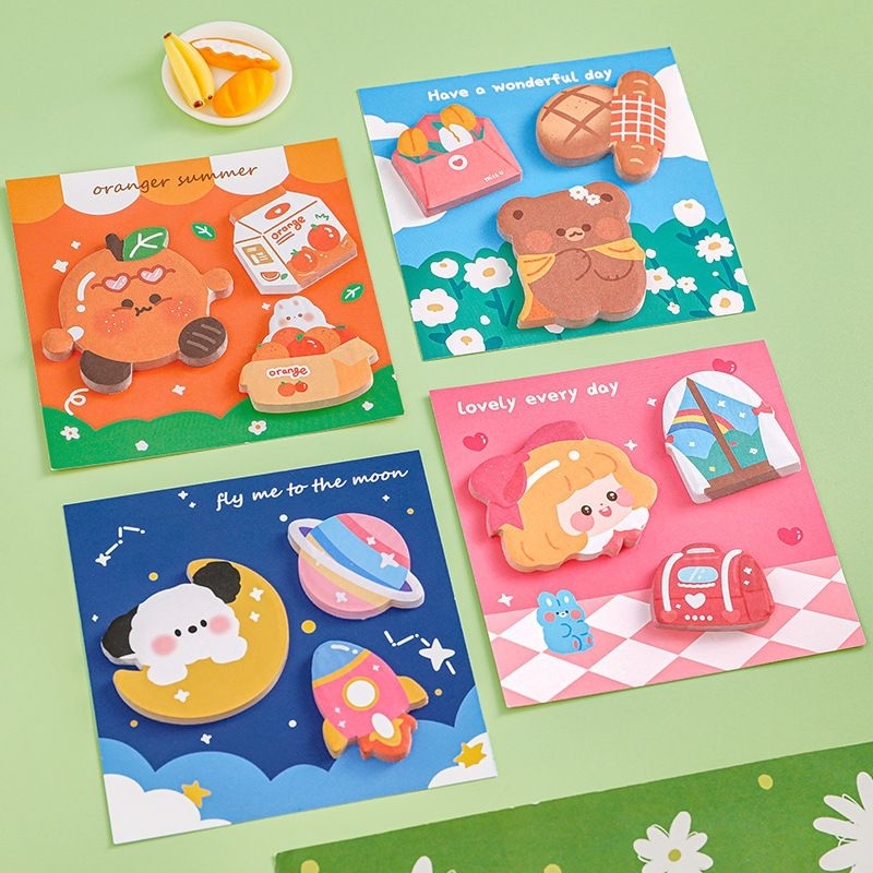 Cute Cartoon Combination Sticky Notes Ins Kawaii Points Memo Pads ...