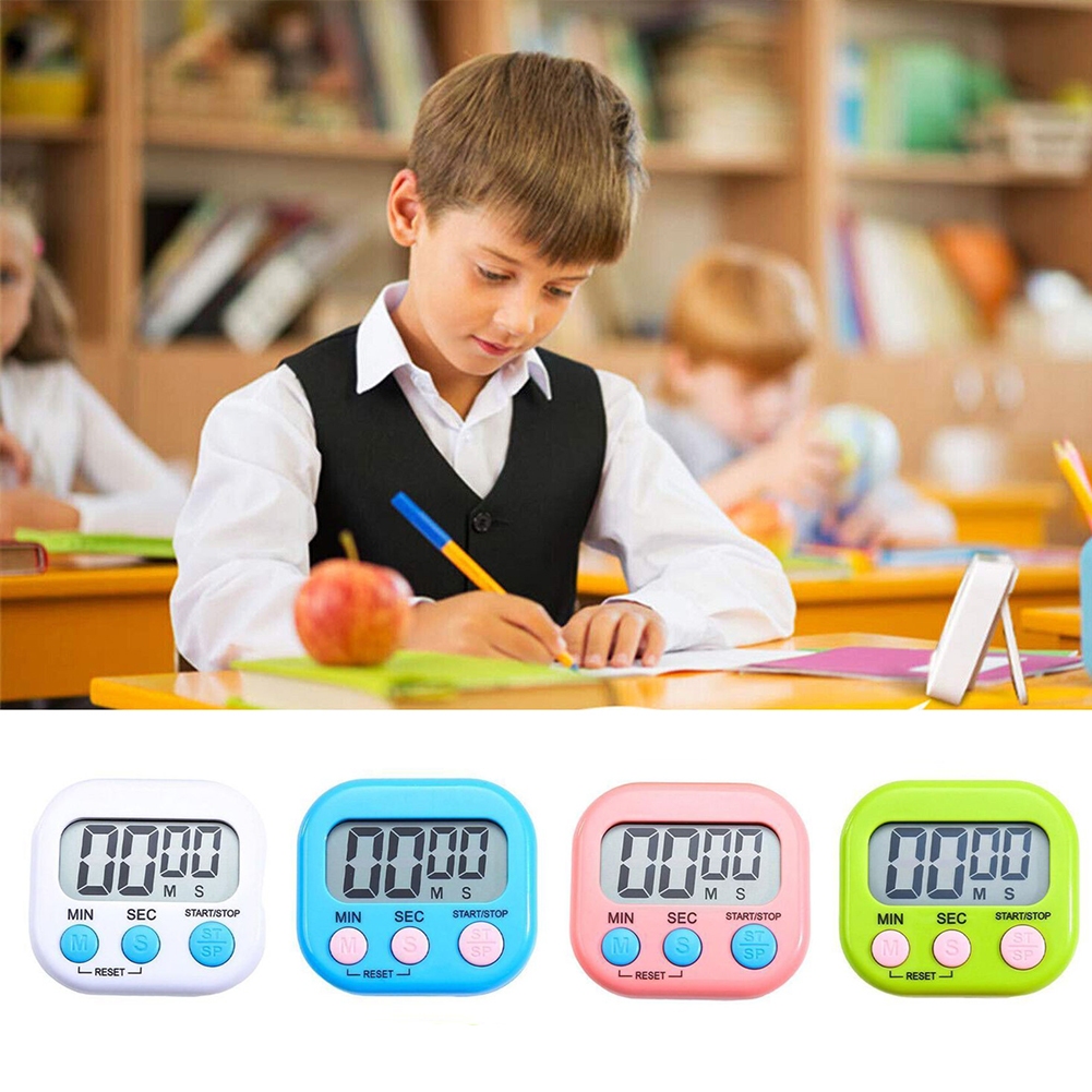 White Digital Kitchen Timer for Cooking Big Digits Loud Alarm Magnetic ...