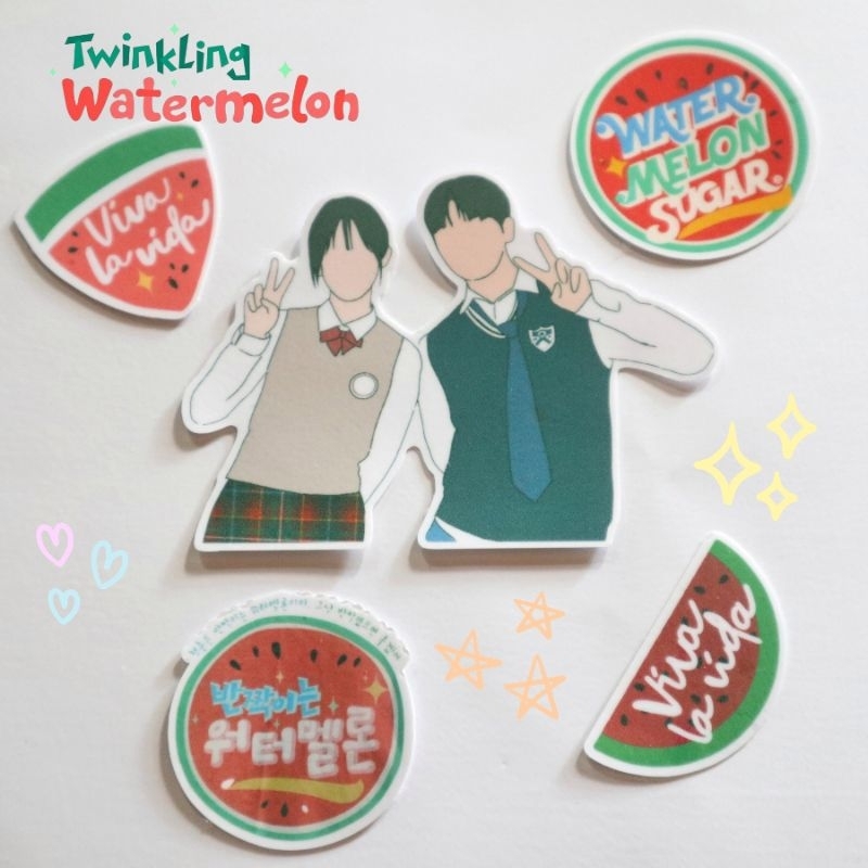 Twinkling Watermelon Sticker 5pcs Set Pack waterproof vinyl Matte ...