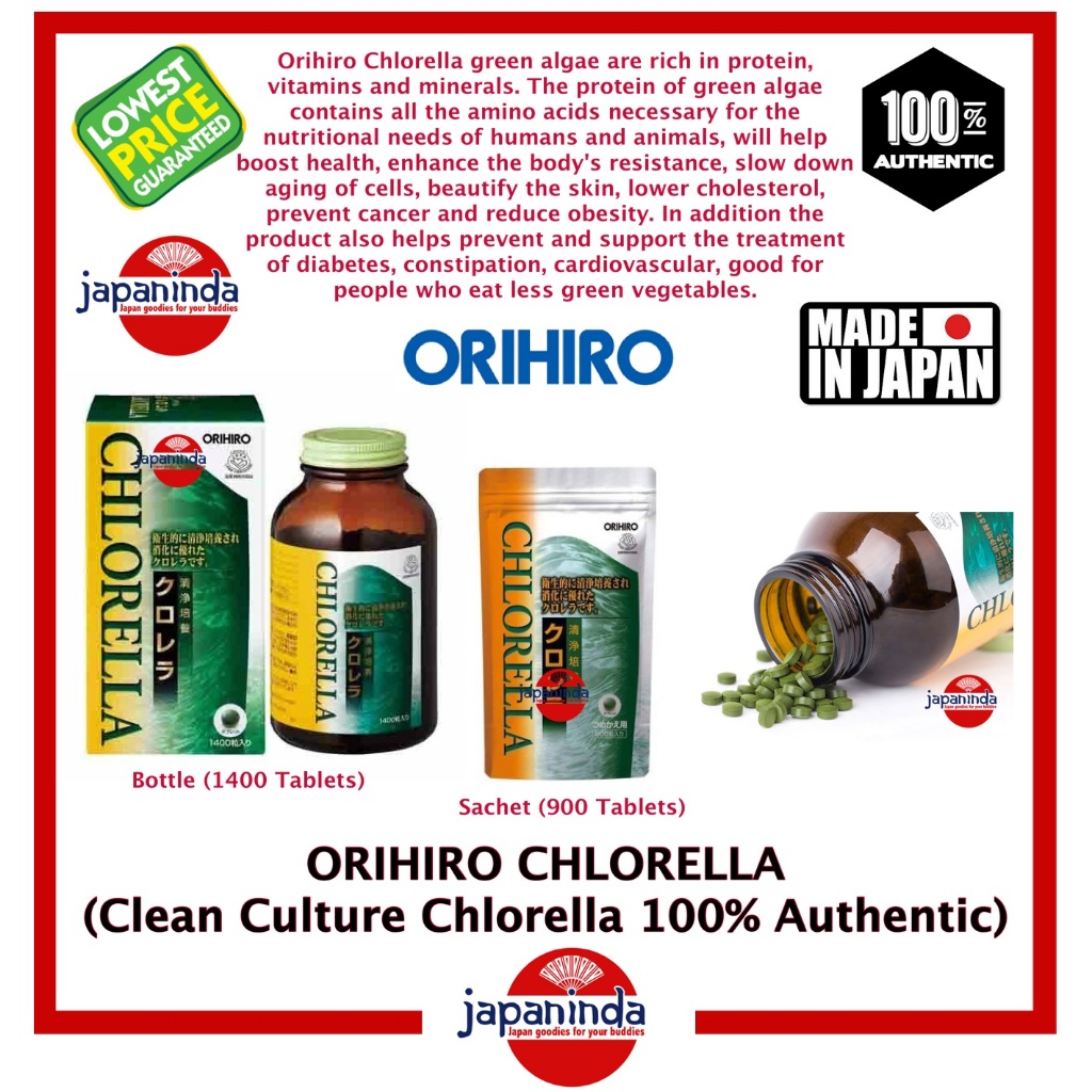 ORIHIRO Chlorella (Clean culture Chlorella 100 Authentic) Made in