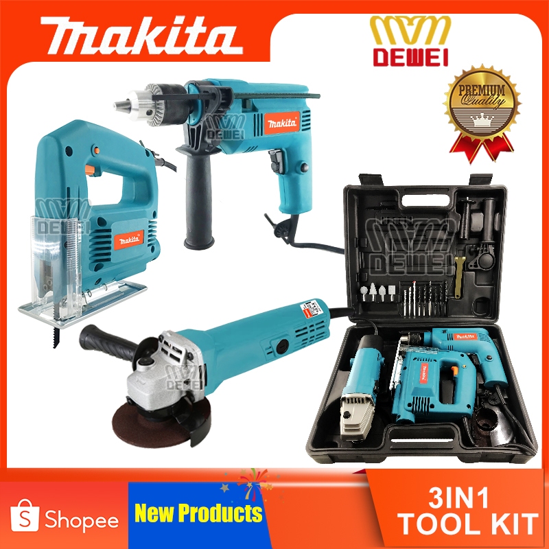 3in1 Makita Impact Drill,Angle Grinder and Jig Saw Set Grinder With