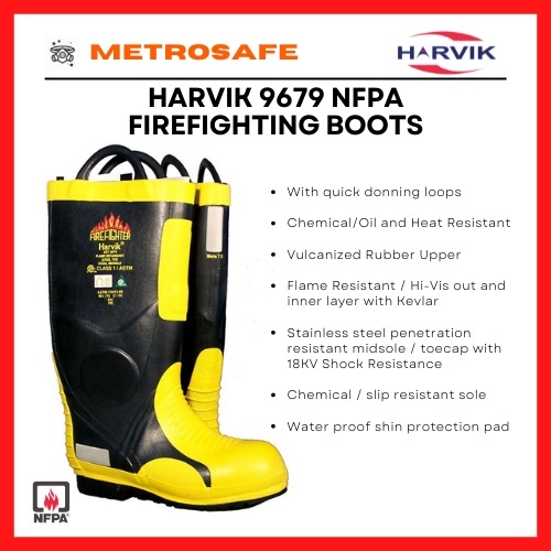 Harvik Fireman Boots with Steel Toe 9687L CE 9679 NFPA