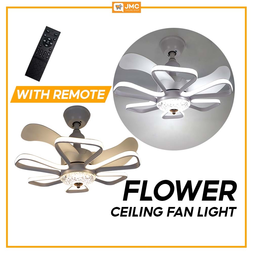 JMC FLOWER Smart Tri-Color LED Ceiling Fan Light with Remote (WITH ...