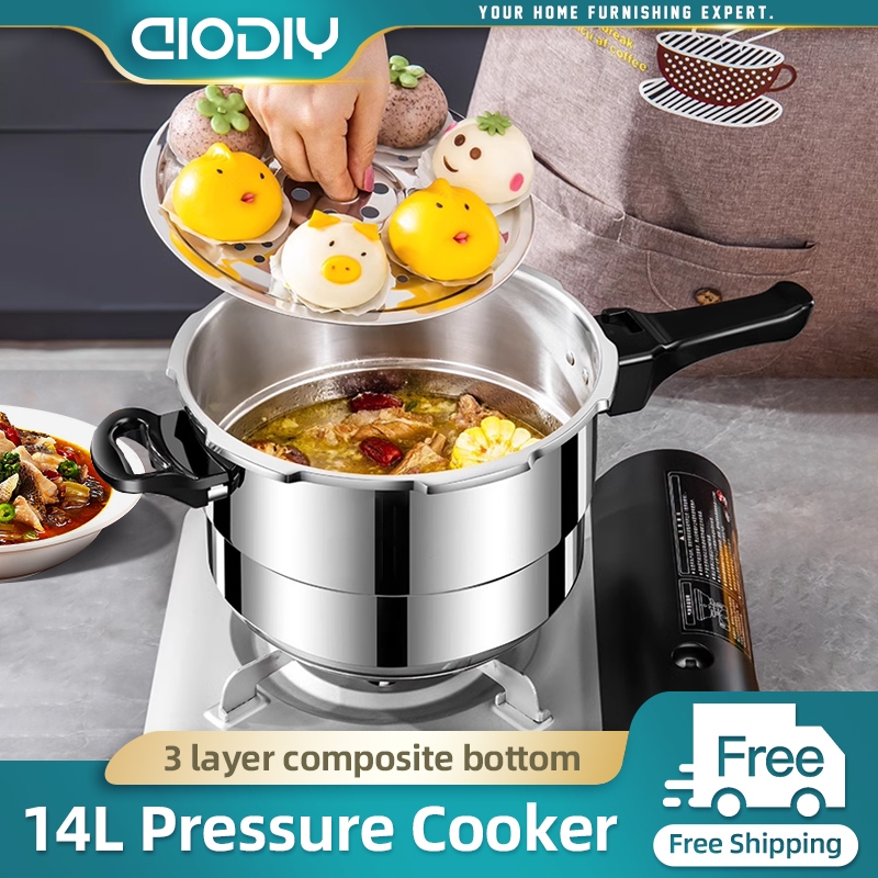 AIODIY Pressure Cooker Aluminum Alloy Double Layer Anti Scalding ...