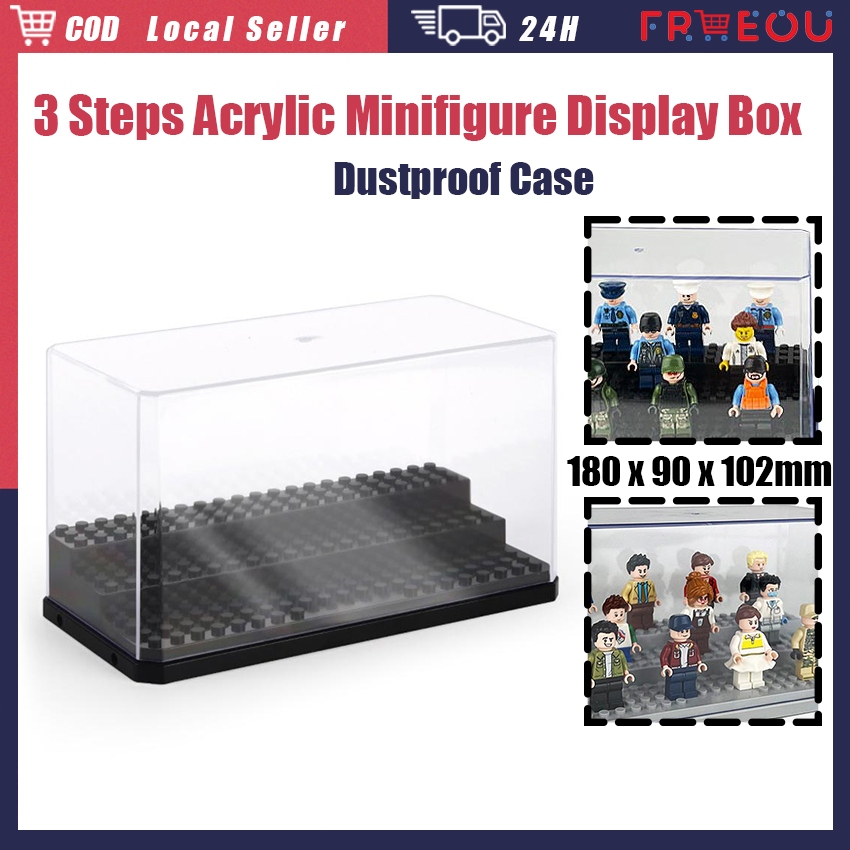 180x90x102mm 3 Steps Minifigure Display Box Dustproof Acrylic Display ...