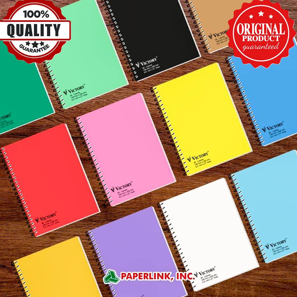 VICTORY Spiral/Yarn Notebook Color Coded 80 Leaves 148mm x 200mm (SOLD ... 